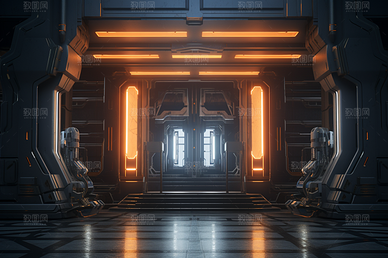 C4D科幻空间未来感渲染背景