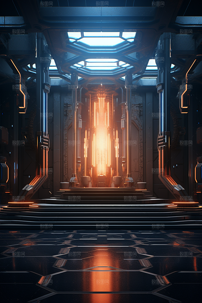 C4D科幻空间立体渲染背景
