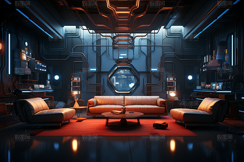 C4D科幻空间模型想象力背景