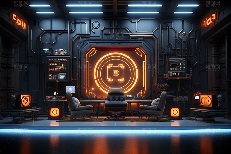 C4D科幻空间立体渲染背景