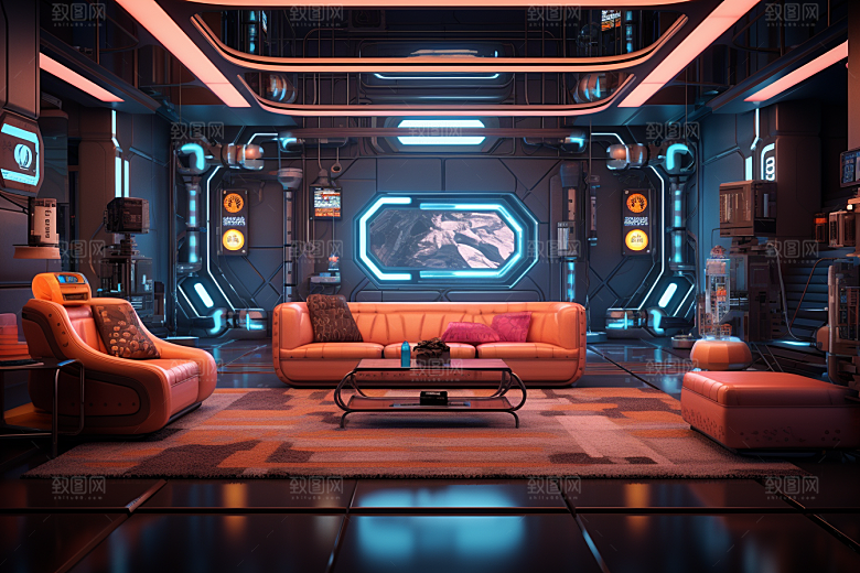 C4D科幻空间3D未来感背景