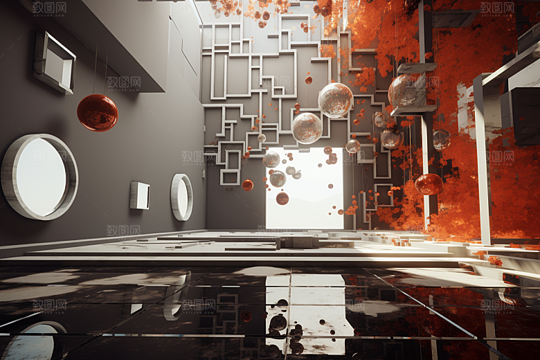 C4D科幻空间模型3D背景