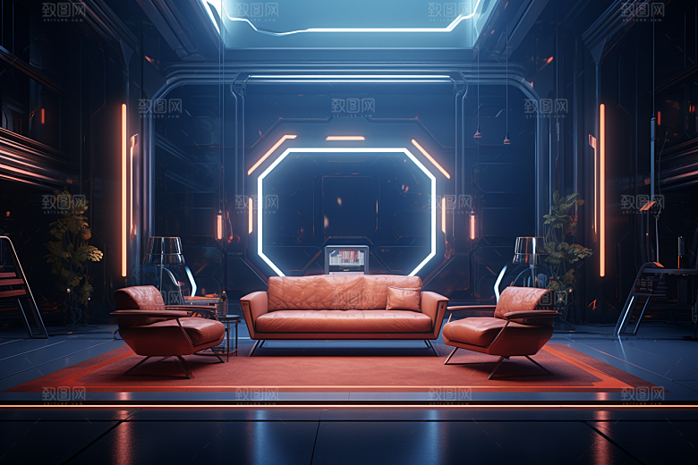 C4D科幻空间立体效果背景