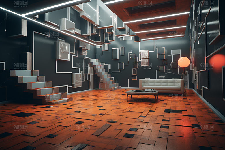 C4D科幻空间模型渲染背景