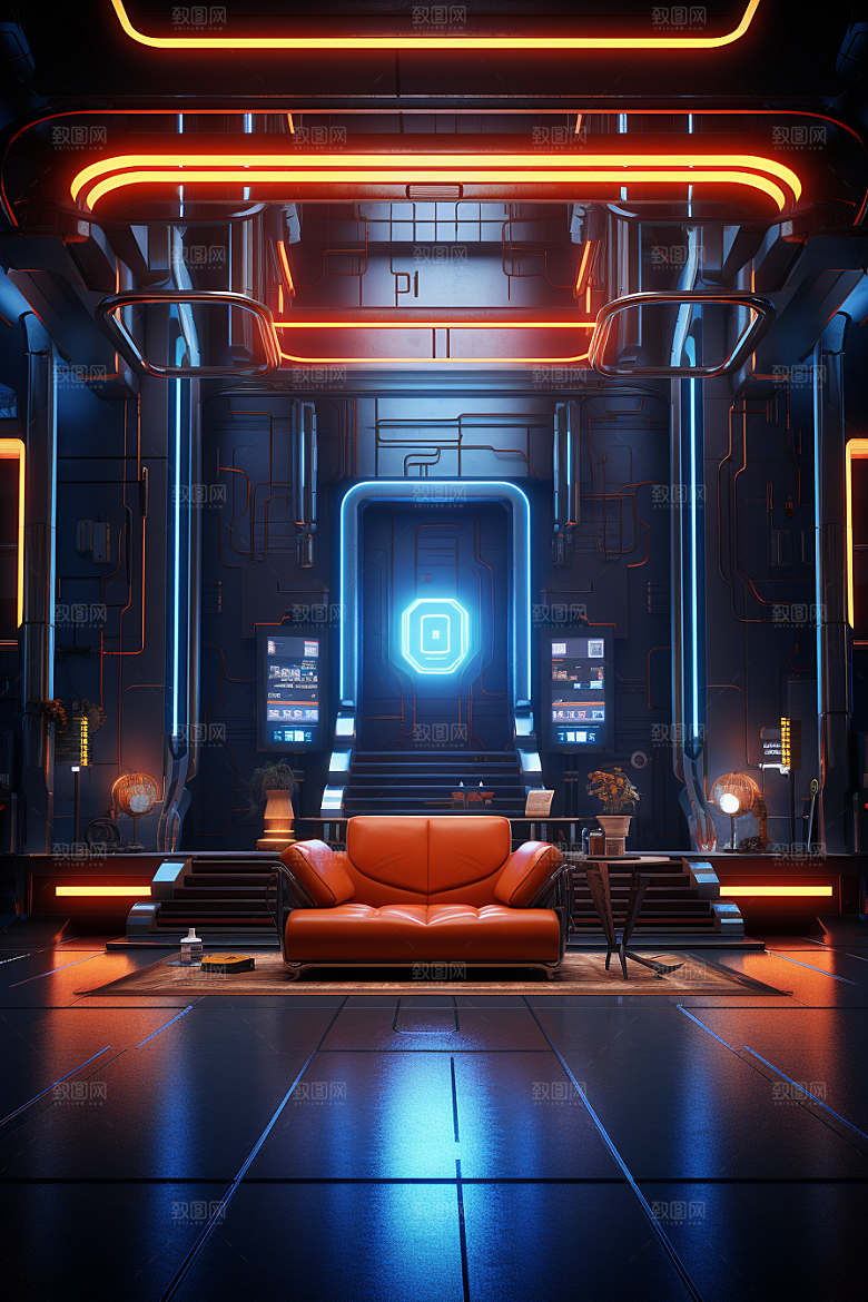 C4D科幻空间科技渲染背景