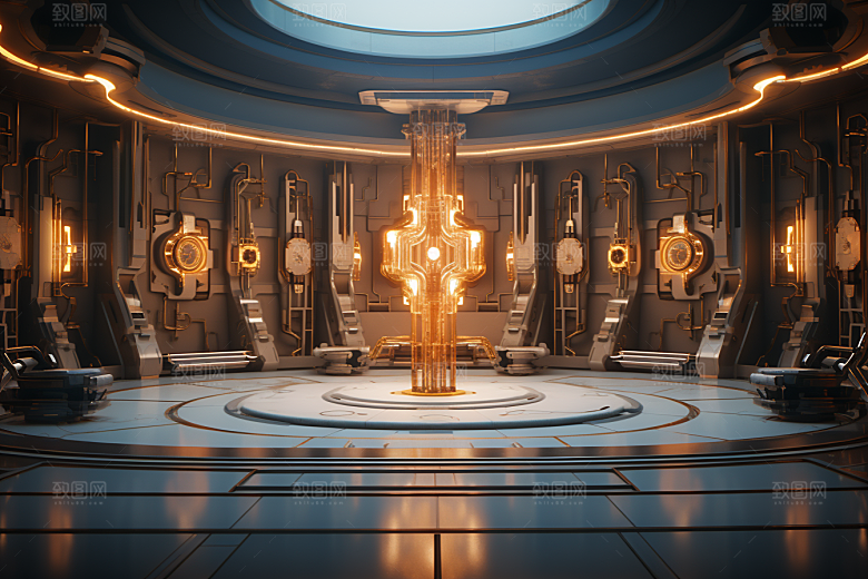 C4D科幻空间立体模型背景