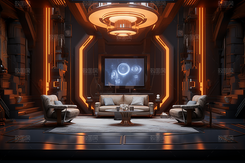 C4D科幻空间模型科技背景