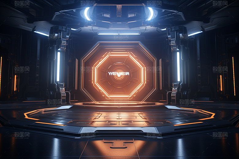 C4D科幻空间立体科技背景