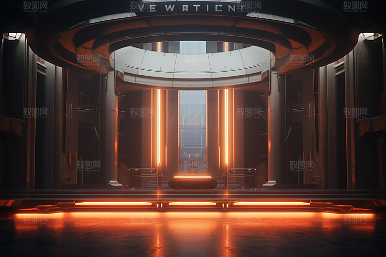 C4D科幻空间立体渲染背景