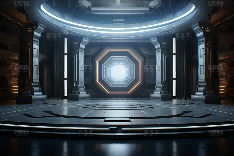 C4D科幻空间未来感渲染背景