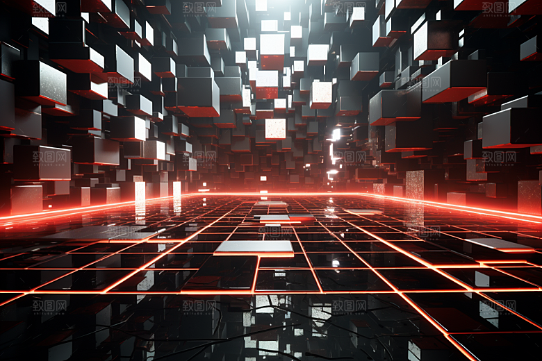 C4D科幻空间立体渲染背景