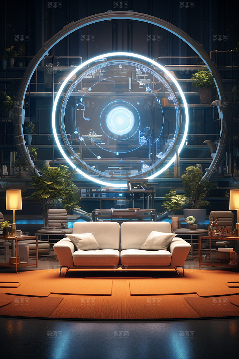 C4D科幻空间模型立体背景