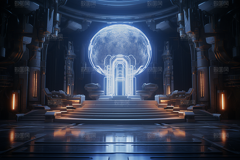 C4D科幻空间立体未来感背景