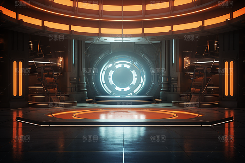 C4D科幻空间模型效果背景