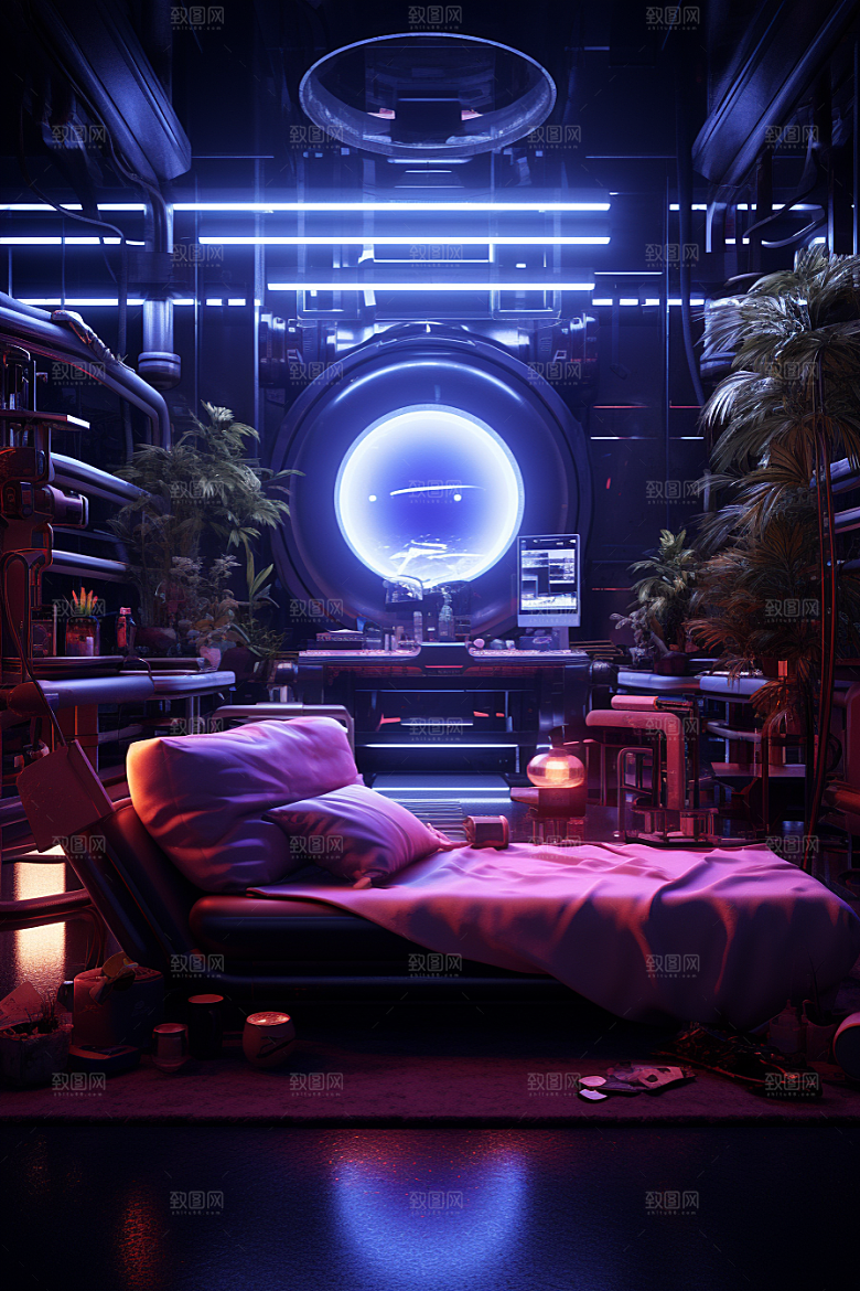 C4D科幻空间立体渲染背景