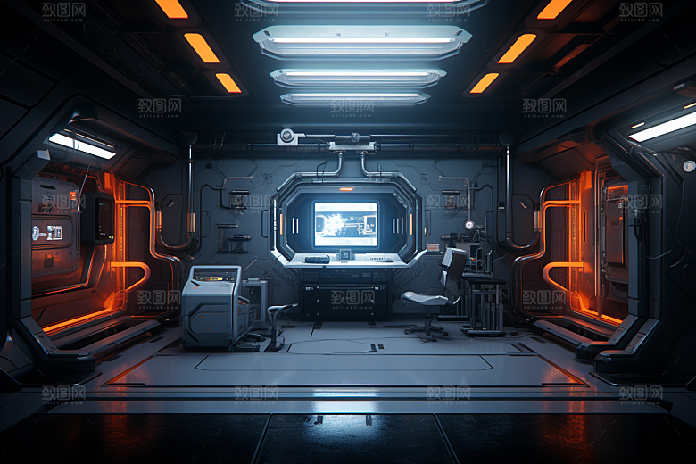 C4D科幻空间模型渲染背景