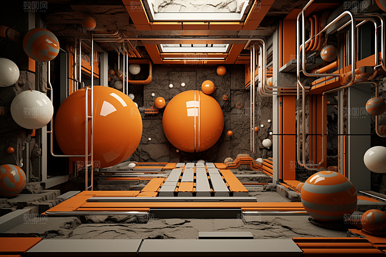 C4D科幻空间模型未来感背景