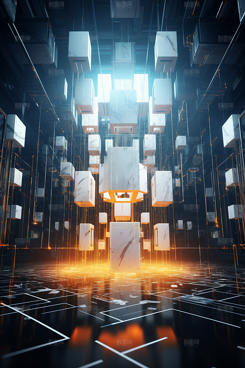 C4D科幻空间立体效果背景