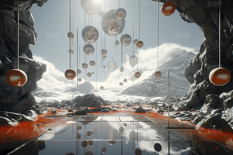 C4D科幻空间科技模型背景