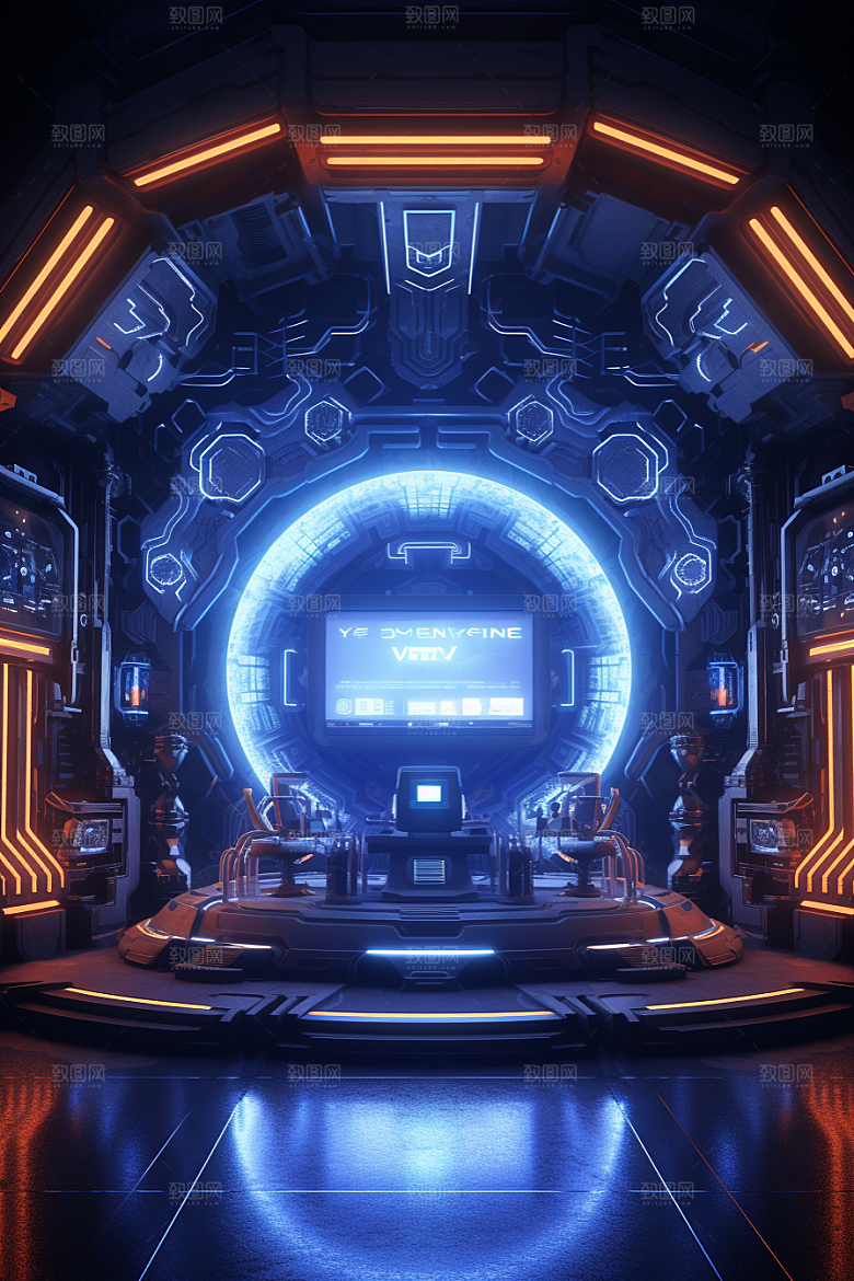 C4D科幻空间立体渲染背景