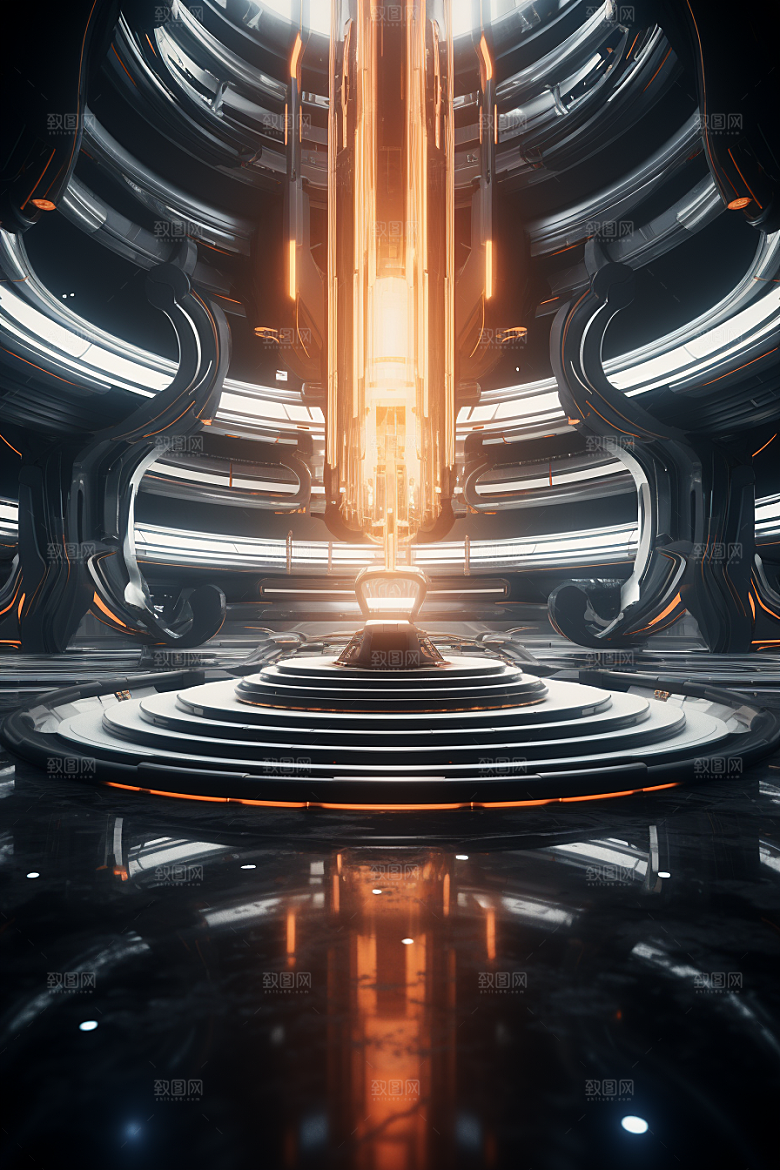 C4D科幻空间模型立体背景