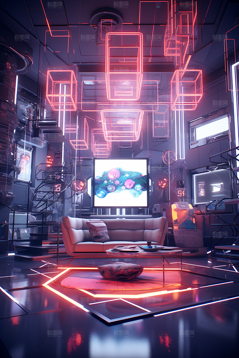 C4D科幻空间模型3D背景