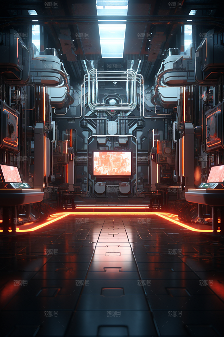 C4D科幻空间模型效果背景