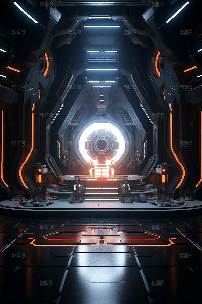 C4D科幻空间模型想象力背景