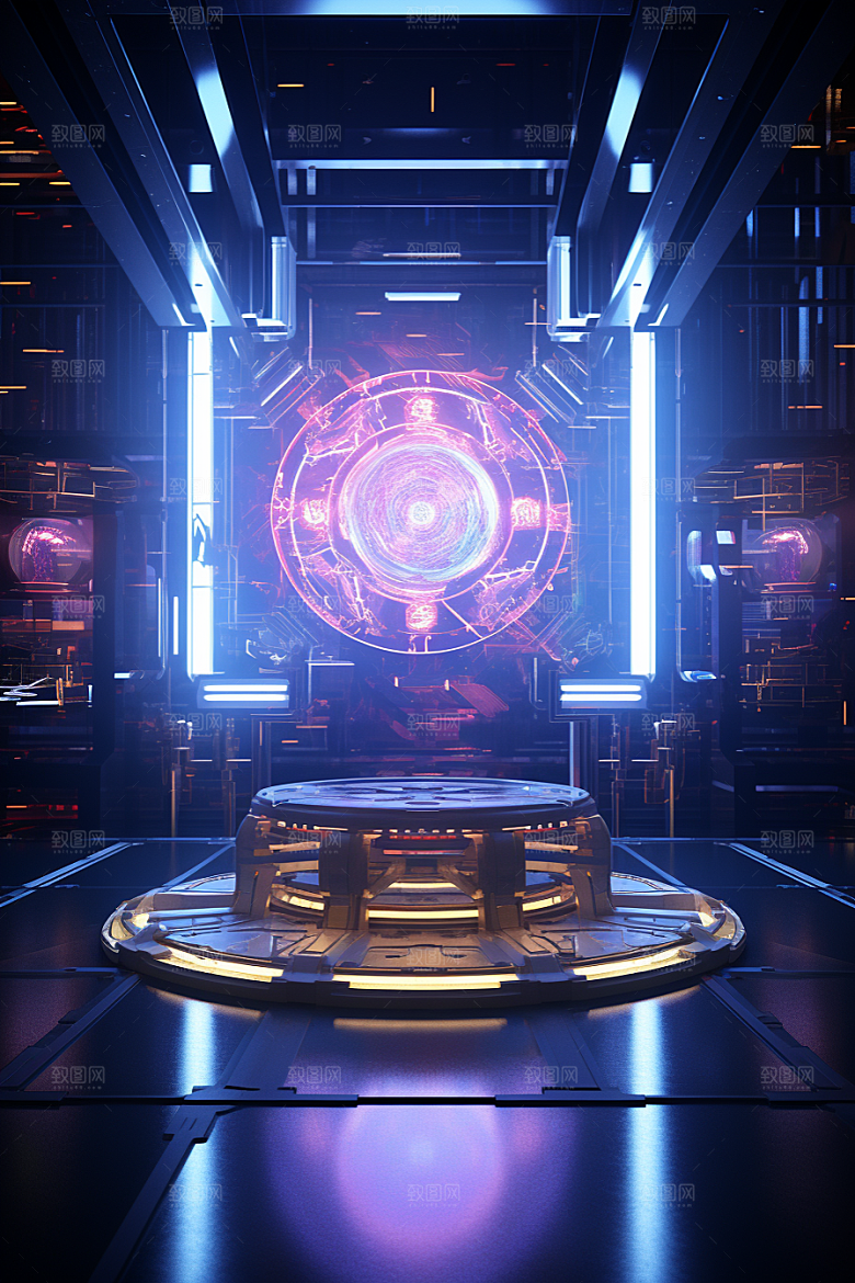 C4D科幻空间立体渲染背景