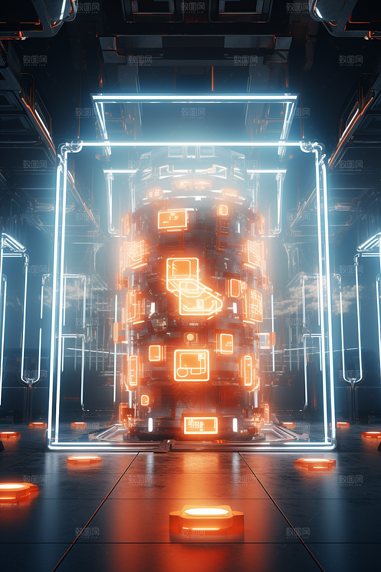 C4D科幻空间模型效果背景