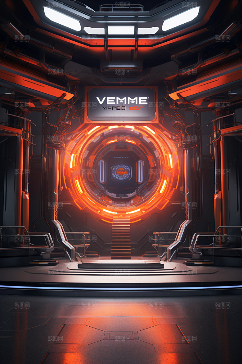 C4D科幻空间模型渲染背景