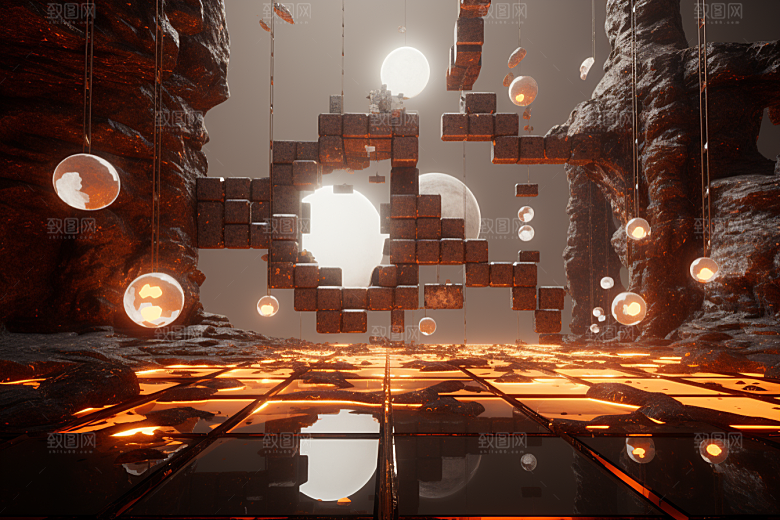 C4D科幻空间模型效果背景