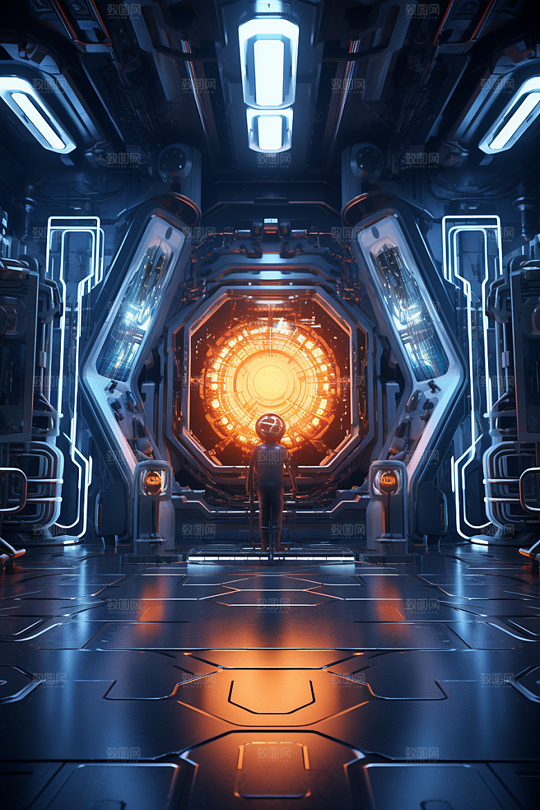 C4D科幻空间3D未来感背景