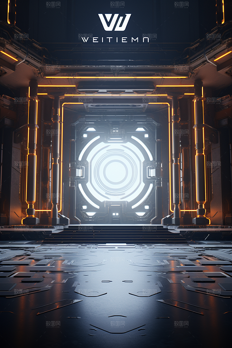 C4D科幻空间模型立体背景
