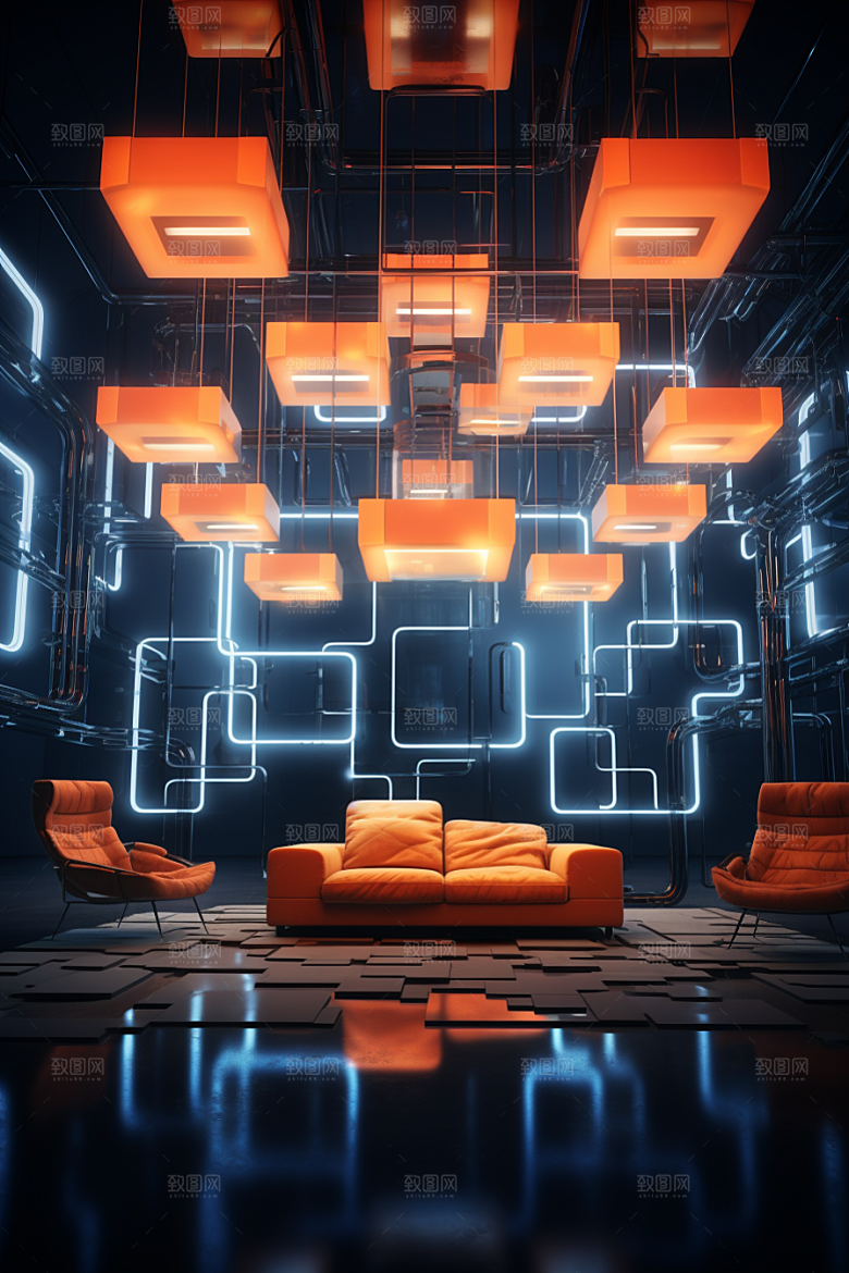 C4D科幻空间模型未来感背景