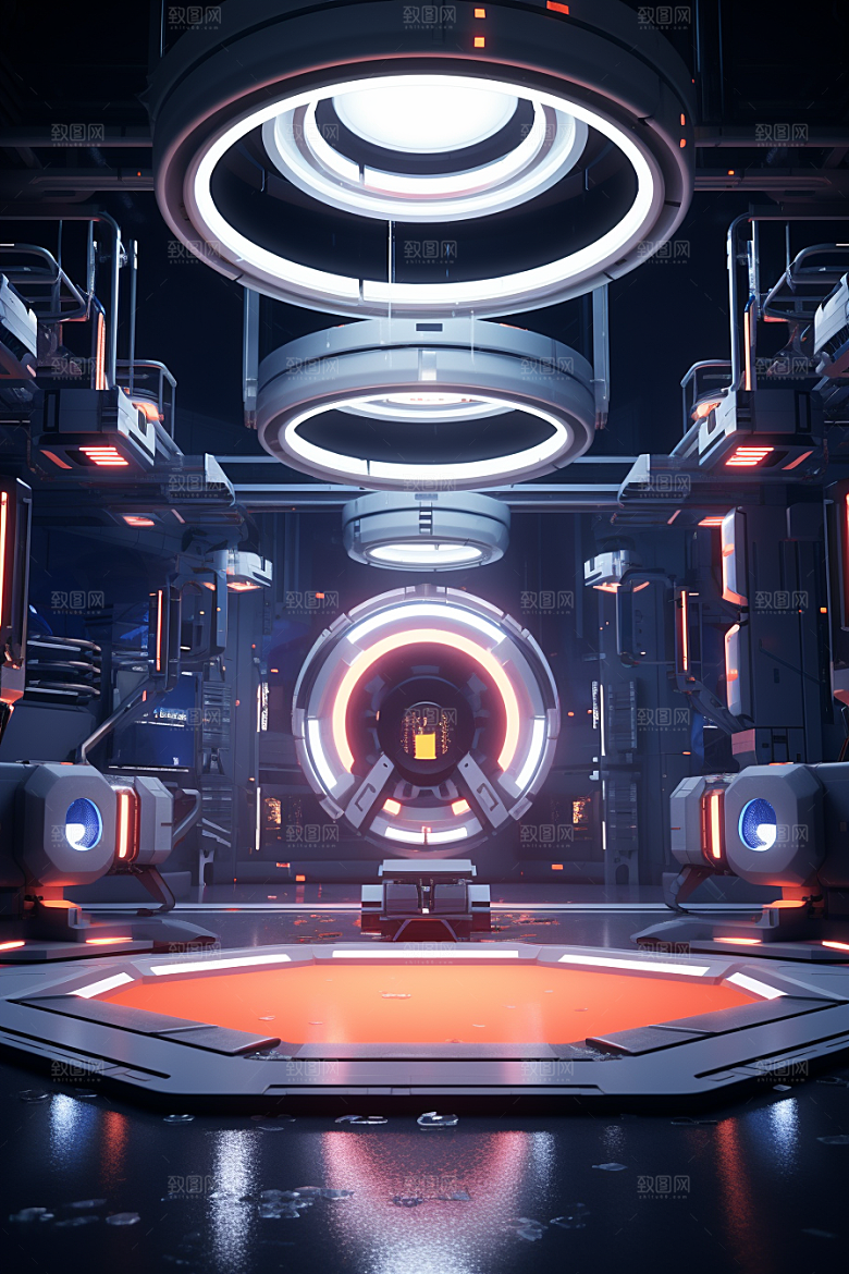 C4D科幻空间模型渲染背景