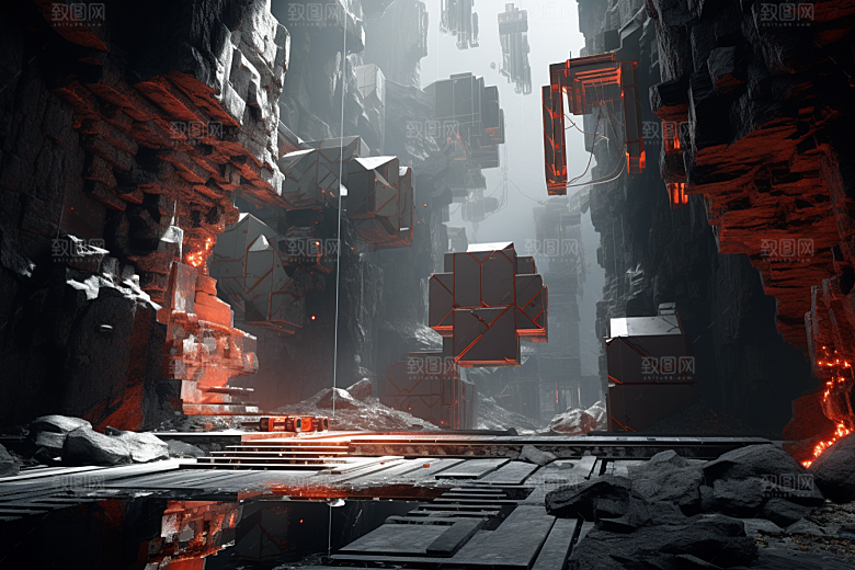C4D科幻空间立体3D背景