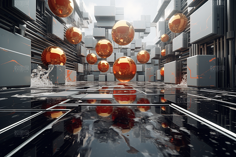 C4D科幻空间模型未来感背景