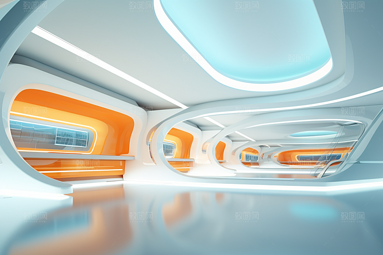 C4D科幻空间3D未来感背景
