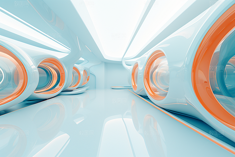 C4D科幻空间立体模型背景