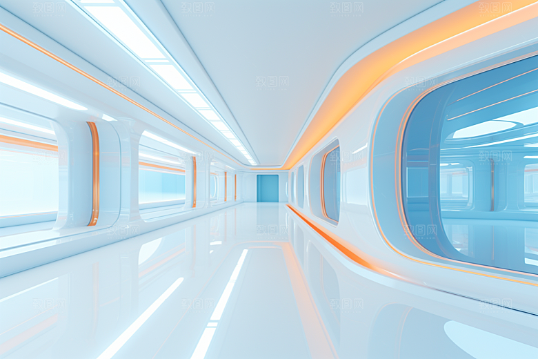 C4D科幻空间模型渲染背景