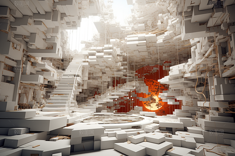 C4D科幻空间模型未来感背景