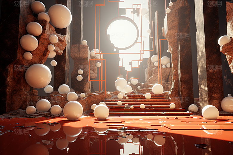 C4D科幻空间立体科技背景