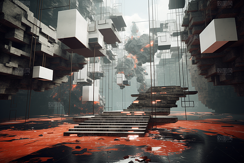 C4D科幻空间想象力3D背景