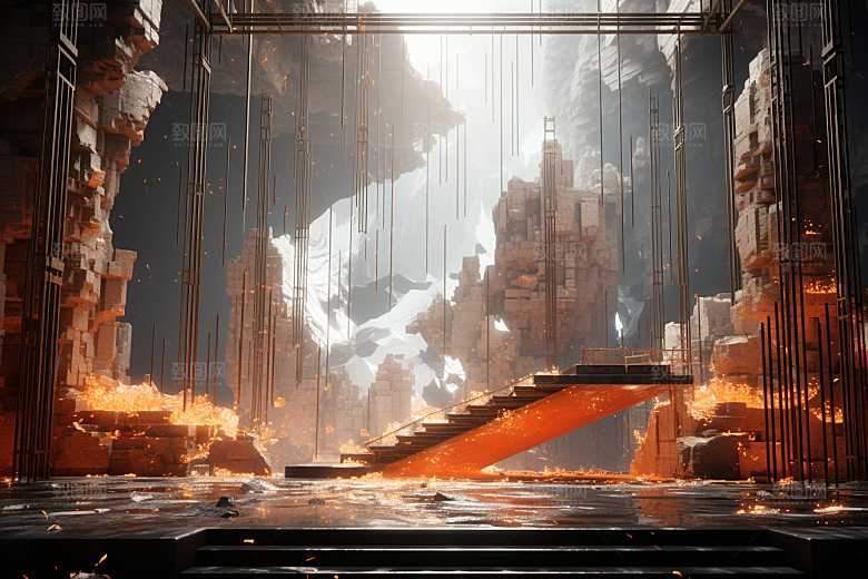 C4D科幻空间模型未来感背景