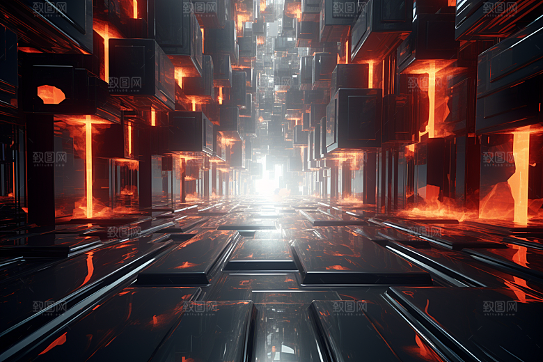 C4D科幻空间立体空间背景