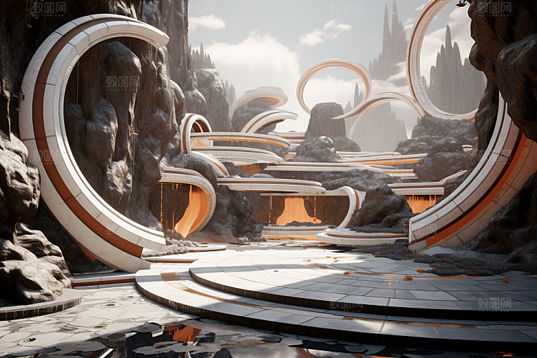 C4D科幻空间空间渲染背景