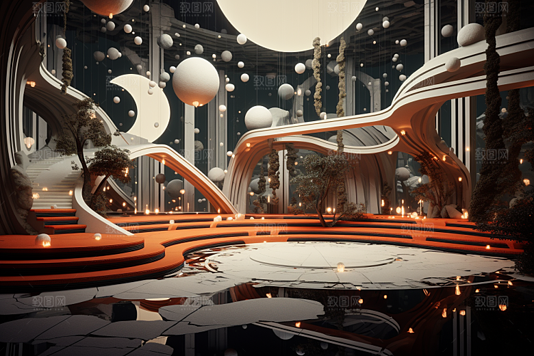 C4D科幻空间立体科技背景