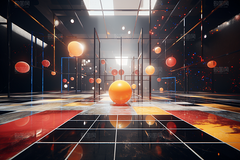 C4D科幻空间立体模型背景