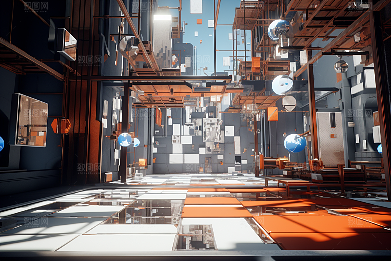 C4D科幻空间未来感立体背景